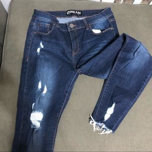 Dark Wash Distressed Skinny Jeans